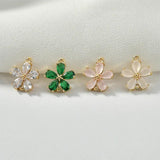Zircon Flower Jewelry Set Copper Plated 18K Real