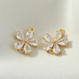 Zircon Flower Jewelry Set Copper Plated 18K Real