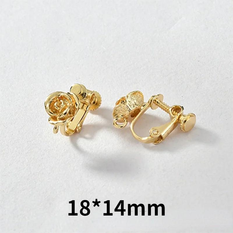 18k Rose Flower Cherry Blossom Ear Clip DIY Jewelry Material