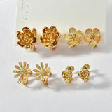 18k Rose Flower Cherry Blossom Ear Clip DIY Jewelry Material