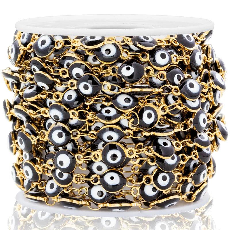 6mm Stainless Steel Evil Eye Chain Necklace Bracelet
