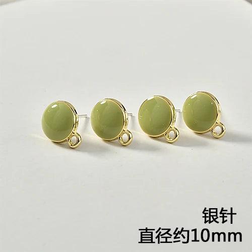 Alloy Drop Oil All-match Silver Needle Ear Stud DIY Earrings Material 6pcs