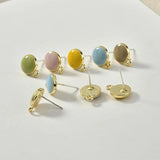 Alloy Drop Oil All-match Silver Needle Ear Stud DIY Earrings Material 6pcs
