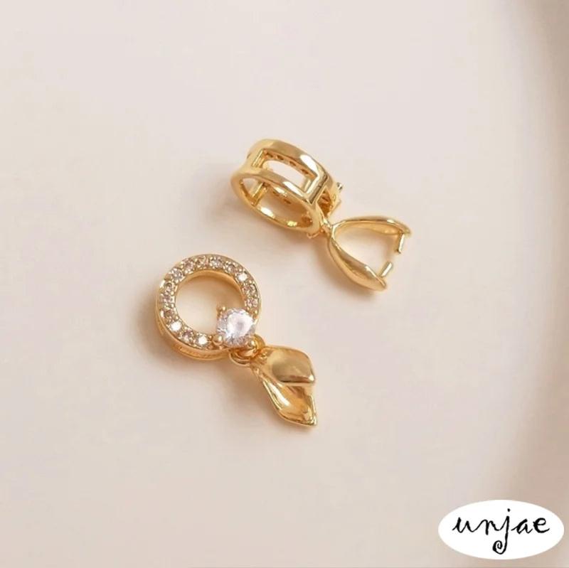 Gold-Clad Zircon Buckle Clip Crystal Jade Pendant DIY Jewelry