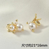Pearl Flower Bouquet Earrings Necklace Pendant 18K Real DIY Accessories