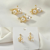 Pearl Flower Bouquet Earrings Necklace Pendant 18K Real DIY Accessories