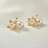 Pearl Flower Bouquet Earrings Necklace Pendant 18K Real DIY Accessories