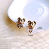 Alloy Bear Drill-in Pearl Ear Nail Ear Jewelry 6 Pcs