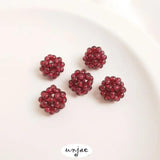 Natural Garnet Hand-Woven Flower Ball Beads Loose Beads DIY Jewelry