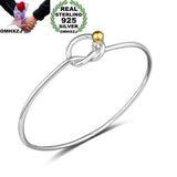 925 Silver & 18KT Cuff Bangle Bracelet BR183