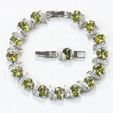 925 Silver Green CZ Bridal Charm Bracelet for Women