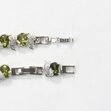 925 Silver Green CZ Bridal Charm Bracelet for Women