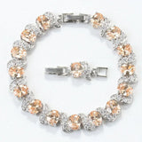 Vintage Silver Costume Champagne Stone Bracelet Bangle