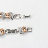 Vintage Silver Costume Champagne Stone Bracelet Bangle
