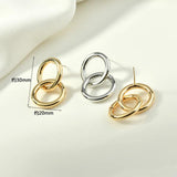 Double Ring Round Tube Silver Needle Earrings DIY Hand-Made Accessories