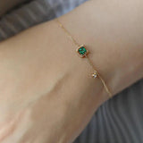 925 Silver Square Emerald Bracelet 14K Stylish Minimalist Jewelry
