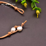 Baroque Pearl Cowhide Rope Bracelet For Women 8-9mm GB0160