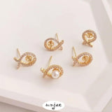 14K Gold-Coated Zirconium Fish-Shaped Earrings with 925 Silver Needle