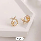 14K Gold-Coated Zirconium Fish-Shaped Earrings with 925 Silver Needle