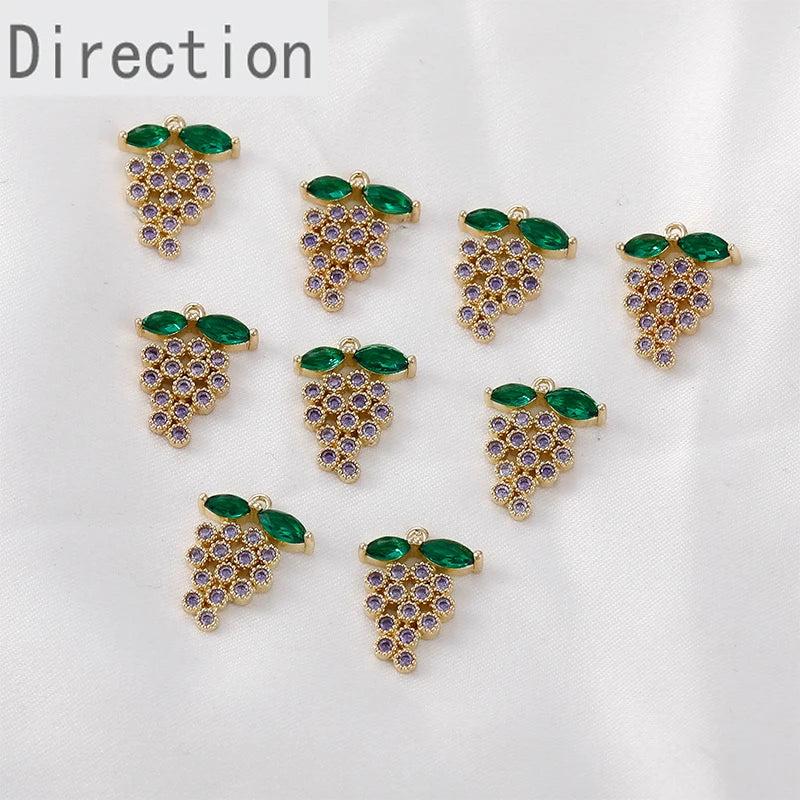 Purple Grape String Zircon Pendant DIY Earrings Necklace Material Accessories