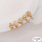 14K Zircon Inlaid Crystal Pearl Pendant Buckle DIY Necklace Accessories