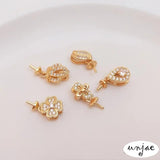 14K Zircon Inlaid Crystal Pearl Pendant Buckle DIY Necklace Accessories