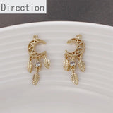 14k Moon Dream Catcher Zircon Pendant Material