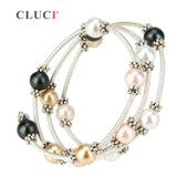 Adjustable Wire Wrap Bracelet with Colorful Pearls BB001SB