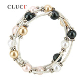 Adjustable Wire Wrap Bracelet with Colorful Pearls BB001SB