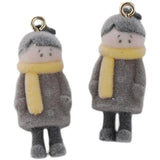 Mini Boy Girl Flocking Pendant DIY Earrings Jewelry Material