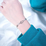 Silver 925 Double Heart Pendant Necklace Adjustable Chain Length Women