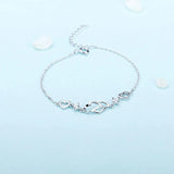 Silver 925 Double Heart Pendant Necklace Adjustable Chain Length Women