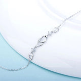 Silver 925 Double Heart Pendant Necklace Adjustable Chain Length Women
