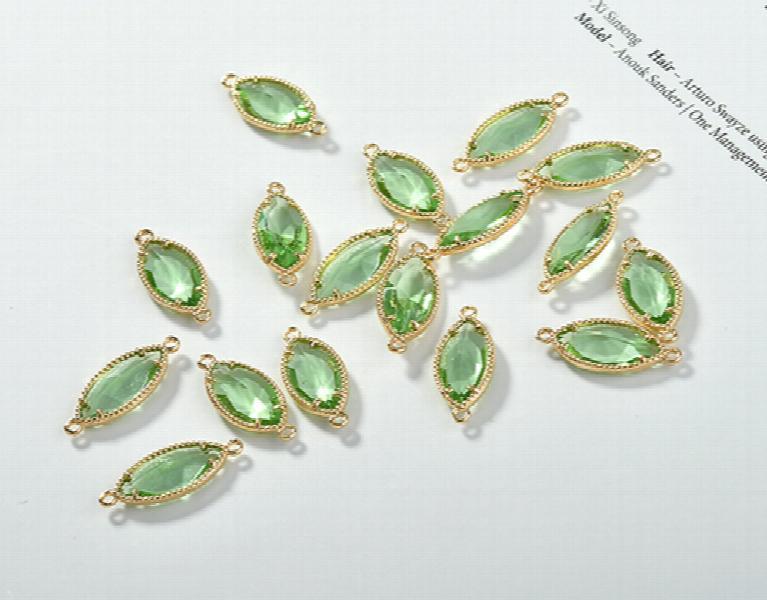 Crystal Horse Eye Double Hanging Pendant DIY 6pcs