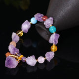 Jade Amethyst Bracelet Adjustable Bangle Hand-Carved Luck Amulet Gift