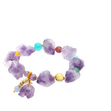 Jade Amethyst Bracelet Adjustable Bangle Hand-Carved Luck Amulet Gift