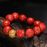Chinese Zodiac Red Organic Cinnabar Bracelet