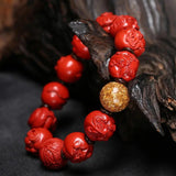 Chinese Zodiac Red Organic Cinnabar Bracelet