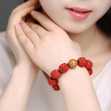 Chinese Zodiac Red Organic Cinnabar Bracelet