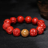 Chinese Zodiac Red Organic Cinnabar Bracelet