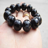 Dragon Agate Hand Carved 16mm Round Bead Bracelet Boutique Jewelry