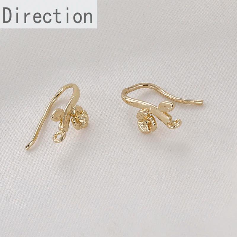 Copper 14k Gold-Plated Flowers Branches Ear Hook Earrings