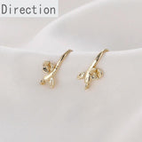 Copper 14k Gold-Plated Flowers Branches Ear Hook Earrings
