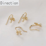 Copper 14k Gold-Plated Flowers Branches Ear Hook Earrings