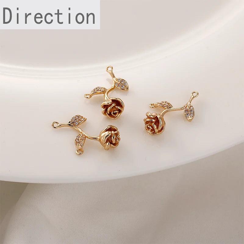 14K Double Hanging Zircon Pendant Earrings DIY Material