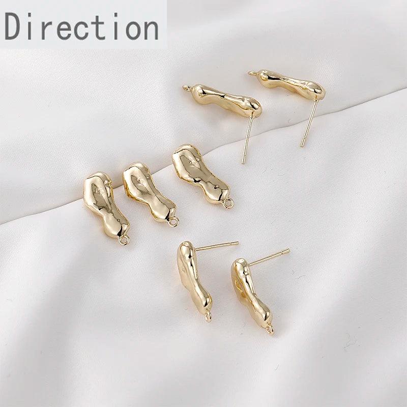 14k Gold-plated Abstract Baroque Peas DIY Earrings Accessories