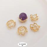 14K Zircon Rose Bead Pendant DIY Crystal Pearl Holder