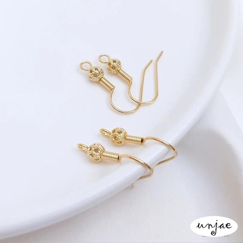 14K Plating Hollow Out Ball Spring Ear Hook DIY Earrings