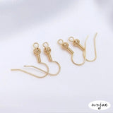 14K Plating Hollow Out Ball Spring Ear Hook DIY Earrings