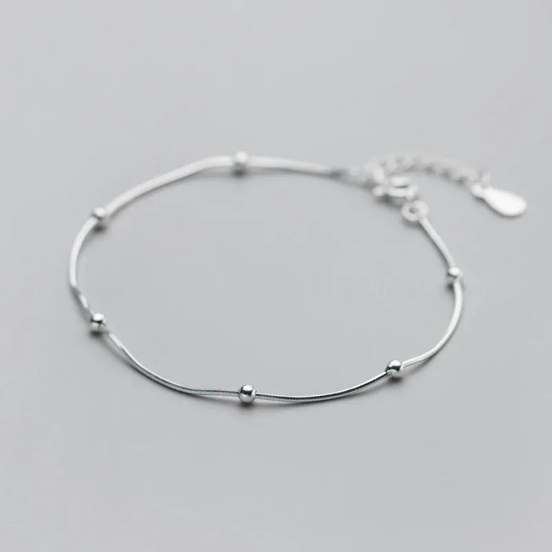 925 Silver Ball Beads Snake Chain Bracelet for Women